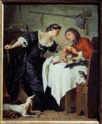 Haukka. Kuva Jean de La Fontainen sadusta. Pierre Subleyrasin maalaus (1699 - 1749) tekijältä Pierre Subleyras
