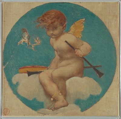 Tutkimus Roundel kanssa Putto Holding Attributes of Music tekijältä Pierre Victor Galland