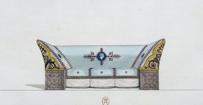 Sohva, lautanen 106, kuvitus Collection de meubles et objects de gout -kokoelmasta (Kokoelma huonekaluja ja makuesineitä) tekijältä Pierre de La Mesangere