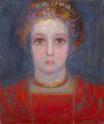 Muotokuva punapukuisesta tytöstä, 1908. tekijältä Piet Mondrian
