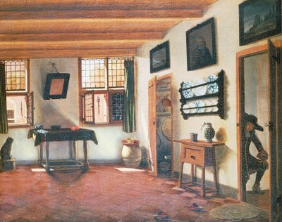 Hollantilaisen talon sisustus, n. 1670, maalaus Pieter Janssens Elinga (1623-1683), 48x60 cm tekijältä Pieter Janssens