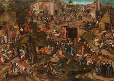 Flanderin kermis, joka esittää farssin "Een cluyte van Plaeyerwater", n. 1570 tekijältä Pieter Balten