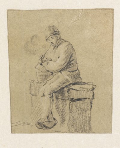 istuva talonpoika tekijältä Pieter Bartholomeusz. Barbiers