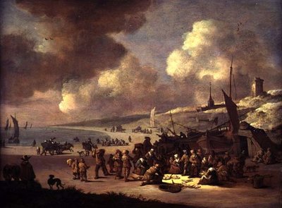 Scheveningenin rannikko (öljy paneelille) tekijältä Pieter Bouts