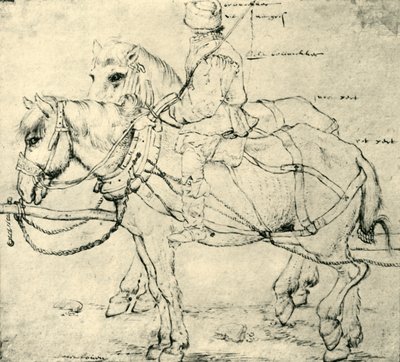 Ratsastaja ja kaksi hevosta, 1559-1563, 1943. tekijältä Pieter Bruegel the Elder