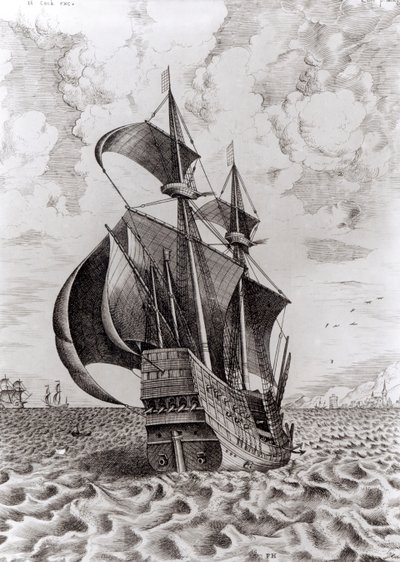Laiva, kaiverrettu Hieronymus Cockin toimesta tekijältä Pieter Bruegel the Elder