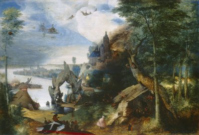 Pyhän Antoniuksen kiusaus, n. 1550-1575 tekijältä Pieter Bruegel the Elder