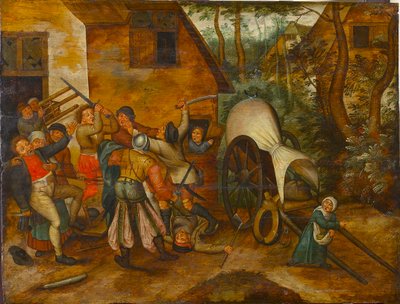 Tappelevat talonpojat ja sotilaat, 1500-luvun loppu. tekijältä Pieter Brueghel the Younger