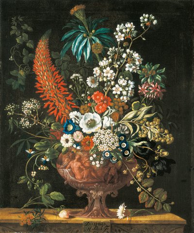 joulukuuta 1730:sta The Twelve Monthve of Flowers, asetelmien kukkakalenteri. tekijältä Pieter Casteels