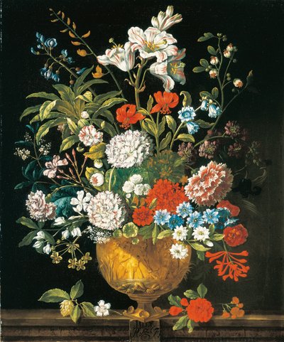 heinäkuuta, The Twelve Monthve of Flowers -kukkikalenterista asetelmia tekijältä Pieter Casteels