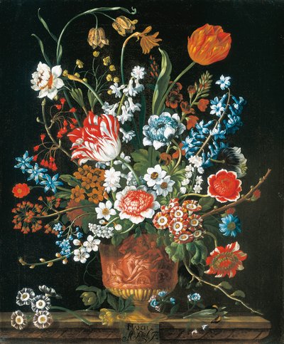 maaliskuuta, The Twelve Monthve of Flowersista, asetelmien kukkakalenterista tekijältä Pieter Casteels