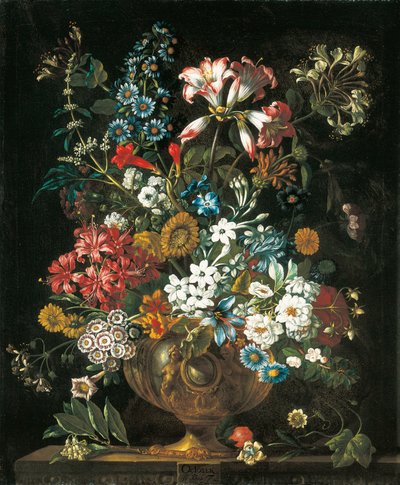 lokakuuta The Twelve Monthve of Flowersista, asetelmien kukkakalenterista tekijältä Pieter Casteels