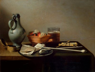 Asetelma savipiippujen kanssa, 1636. tekijältä Pieter Claesz