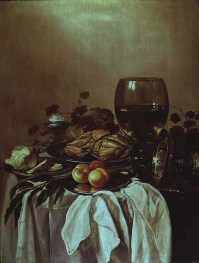 Asetelma rapujen kanssa tekijältä Pieter Claesz