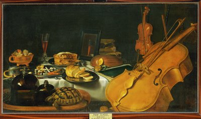 Asetelma soittimien kanssa tekijältä Pieter Claesz