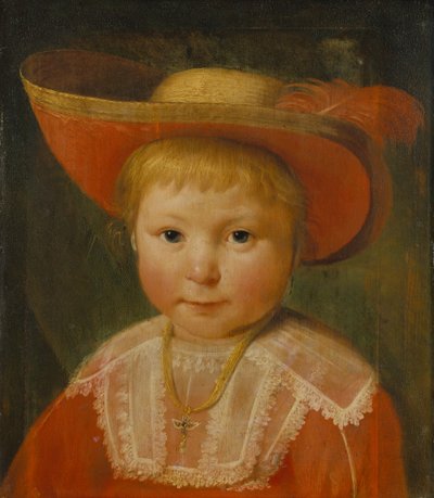 Muotokuva lapsesta, jolla on punainen vuorattu olkihattu, n. 1635-1640 (öljy tammipuulle) tekijältä Pieter Claesz Soutman