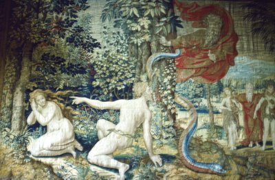 Firenze. Adam ja Eeva syntiinlankeemuksen jälkeen, Brysselin kuvakudos, 1548, 1900-luku tekijältä Pieter Coecke van Aelst