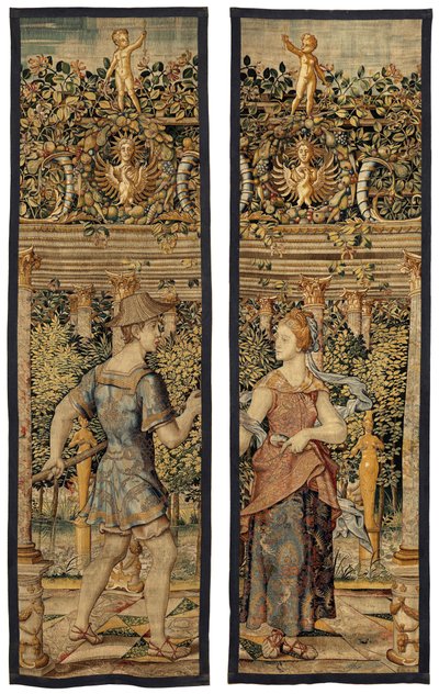 Vertumnus ja Pomona: Kalastajaksi muuttunut Vertumnus, n. 1550 (kulta, villa ja silkki) tekijältä Pieter Coecke van Aelst