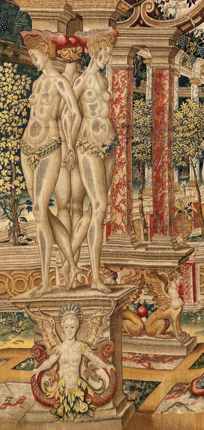 Vertumnus ja Pomona: Vertumnus muuttui karsintaiseksi. noin 1550 (kuvakudos) tekijältä Pieter Coecke van Aelst