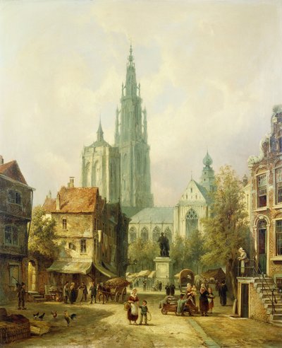 Näkymä Antwerpenistä, 1870 tekijältä Pieter Cornelis Dommershuijzen