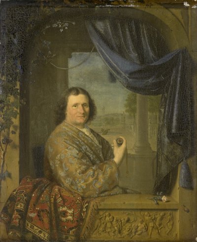 Kelloa pitelevän miehen muotokuva, 1688 tekijältä Pieter Cornelisz Slingelandt van