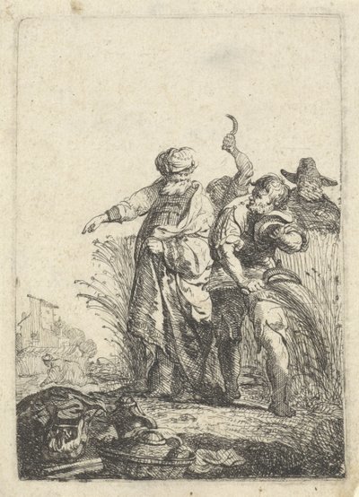 Ruth poimii Boasin pellolla tekijältä Pieter Cornelisz. Verbeeck (possibly)