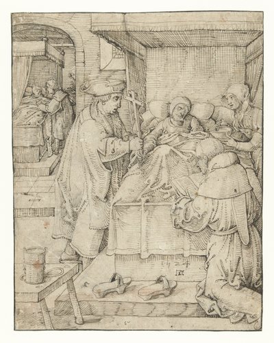 Sairaiden hoitaminen Works of Mercy (sarjan nimi) tekijältä Pieter Cornelisz. genaamd Kunst