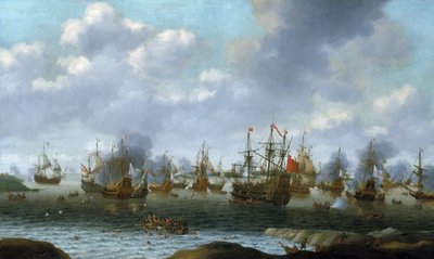 Hollantilaisten hyökkäys Medway-joella (Englanti), kesäkuu 1667. tekijältä Pieter Cornelisz van Soest