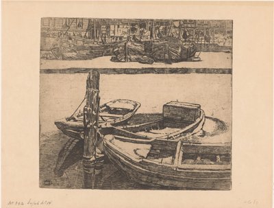 Laivat Amsterdamin Damrakissa tekijältä Pieter Dupont (signed by artist)