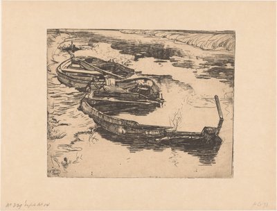 Kolme upotettua soutuvenettä ojassa tekijältä Pieter Dupont