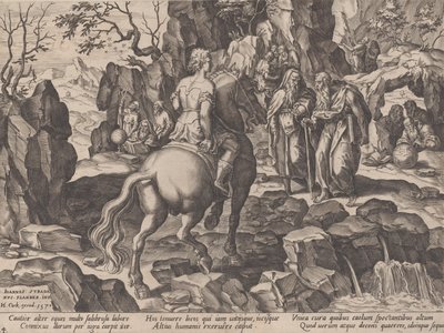 Tietojen kerääminen, teoksesta The Course of Human Life, 1570. tekijältä Pieter Furnius