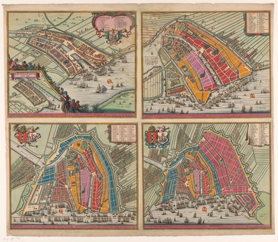 Neljä Amsterdamin karttaa vuosilta 1400-1612 Amsteldam soo het selve on ollut omhaynt (...) (otsikko esineessä) Amsterdamin toiseksi mael on ensin suurennettu kivellä Mueren inden jaere 1482 (...) (otsikko esineessä) Amsterdam neljäntenä tekijältä Pieter Hendricksz. Schut (possibly)