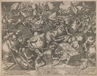 Rahapussien ja kassojen taistelu, c. 1560 tekijältä Pieter Heyden van der