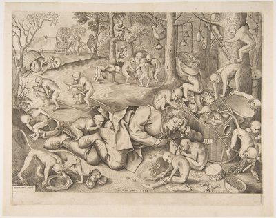 Apinoiden ryöstama kauppias, 1562 tekijältä Pieter Heyden van der