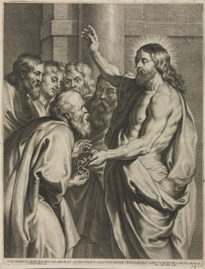 Kristus antaa avaimet Pietarille tekijältä Pieter I de Jode