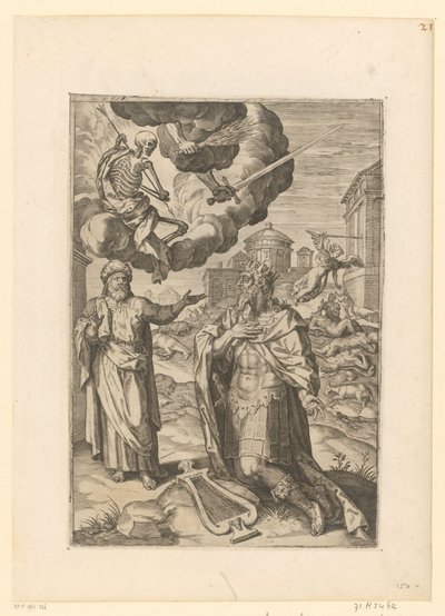 Daavid ja Salomo rukoilevat Israelin rangaistuksen loppumista tekijältä Pieter Jalhea Furnius (possibly)