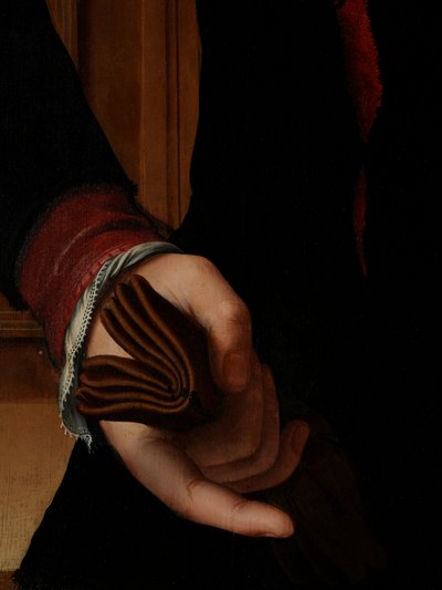 Yksityiskohta Jan van Eyewerven muotokuvasta tekijältä Pieter Jansz. Pourbus