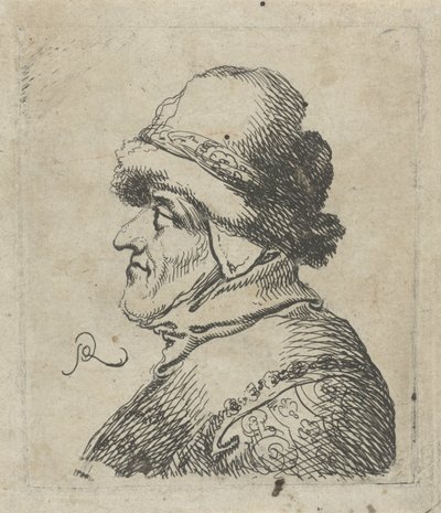 Vanhan miehen pää, jolla on hattu tekijältä Pieter Jansz Quast