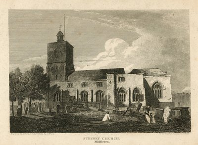 Stepney Church, Lontoo (kaiverrus) tekijältä Pieter Jansz. Quast