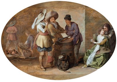 Vartiohuoneen sisätilat (öljy paneelille) tekijältä Pieter Jansz. Quast