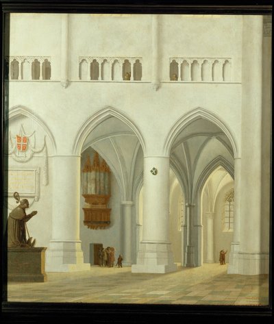 Pyhän Bavon kirkon sisätilat Haarlemissa, Alankomaissa ... tekijältä Pieter Jansz Saenredam