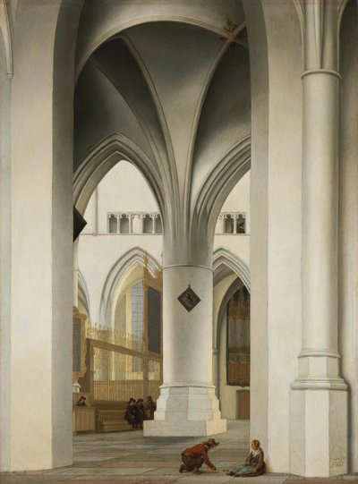 ""Näkymä Pyhän Bavon kirkon kuorosta Haarlemissa, Hollannissa"" (Haarlemin Pyhän Bavon kirkon kuoro) Pieter Saenredamin (1597-1665) maalaus tekijältä Pieter Jansz Saenredam