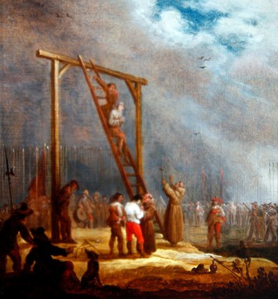 Teloitus hirsipuussa (öljy paneelille) tekijältä Pieter Meulener