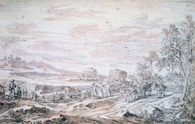 Maisema viikatemiesten kanssa, c1615-1661 tekijältä Pieter Molijn
