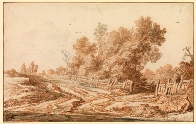 Maisema matkustajien kanssa tiellä, 1653 - 1657 tekijältä Pieter Molijn