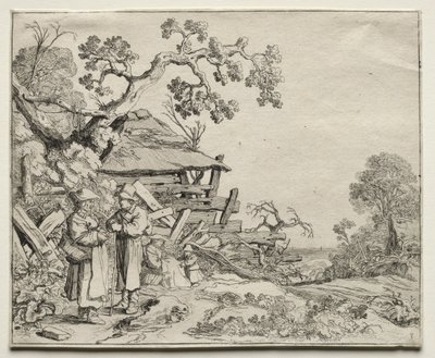 Maisema kahden talonpojan kanssa keskustelemassa, 1626. tekijältä Pieter Molyn