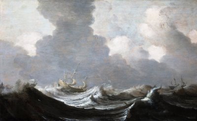 Neljä alusta juoksemassa ennen kaatoa, 1630 tekijältä Pieter Mulier the Elder