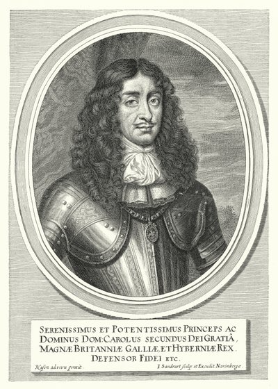 Charles II, Englannin, Skotlannin ja Irlannin kuningas (kaiverrus) tekijältä Pieter Nason