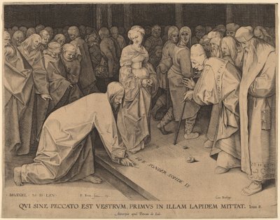 Kristus ja aviotär tekijältä Pieter Perret after Pieter Bruegel the Elder