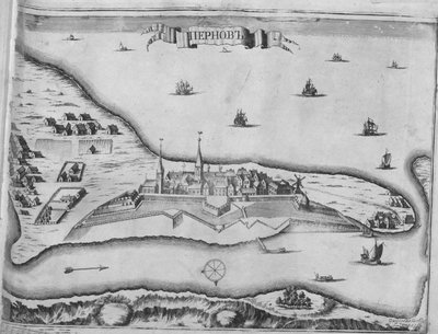 Näkymä Pärnun piirityksestä elokuussa 1710, 1715 tekijältä Pieter Pickaert